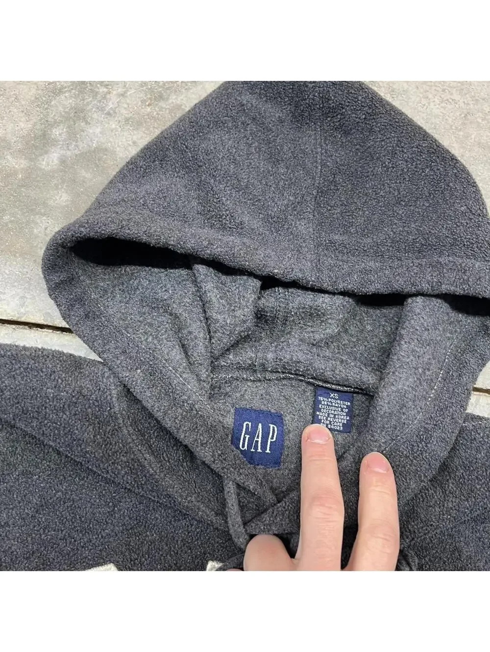 vintage gap fleece spell out dark grey hoodie size xs